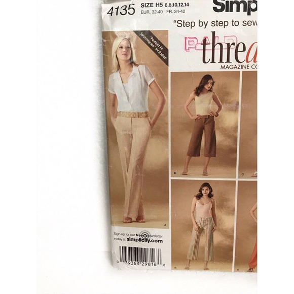 Simplicity 4135 Miss Petite Boot Cut Pants Gauchos Shorts Sewing Pattern 6-14 - Picture 2 of 5